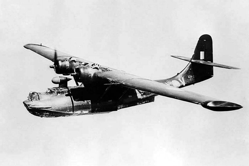 An RAAF Catalina flies during WWII
