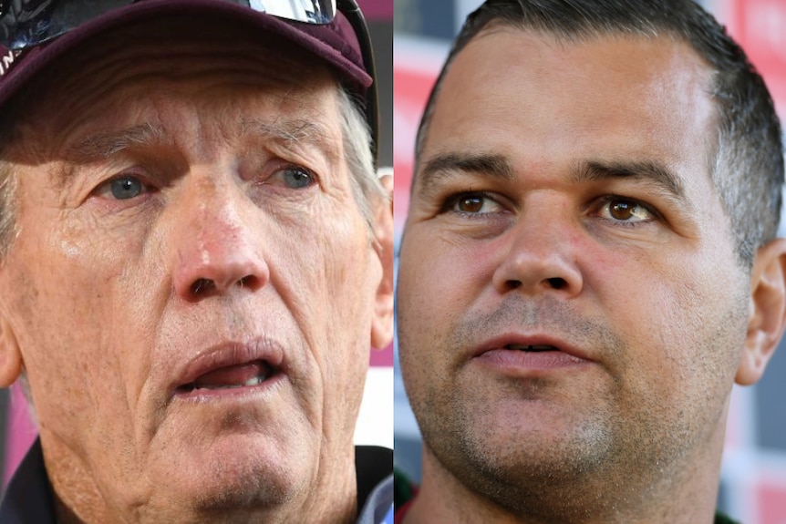Anthony Seibold (right) is upset about Wayne Bennett's decision to stay put at the Broncos.