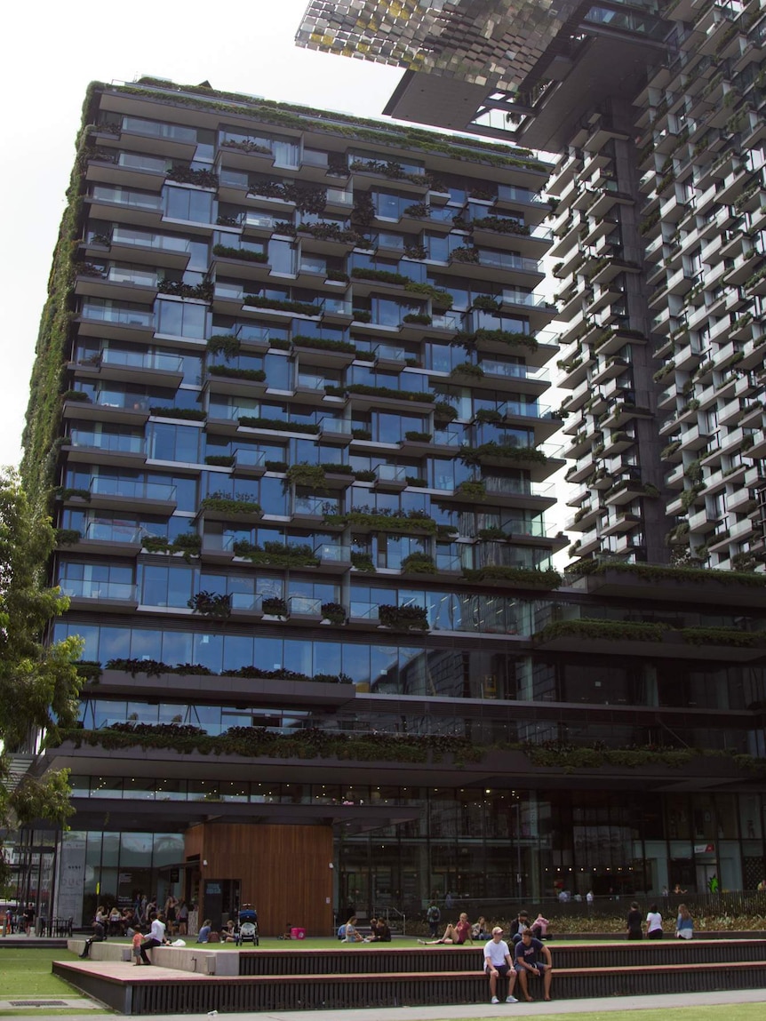 One Central Park apartments and green park in Chippendale