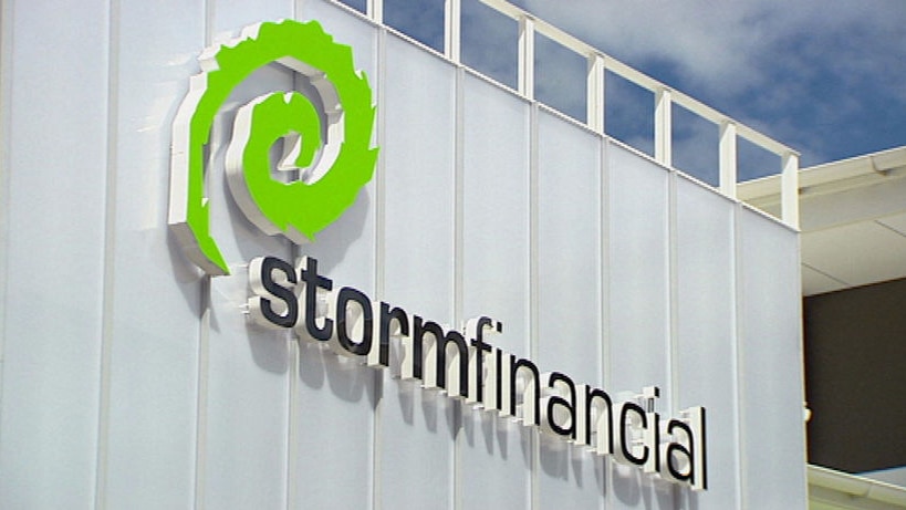Generic TV still of Storm Financial sign on building