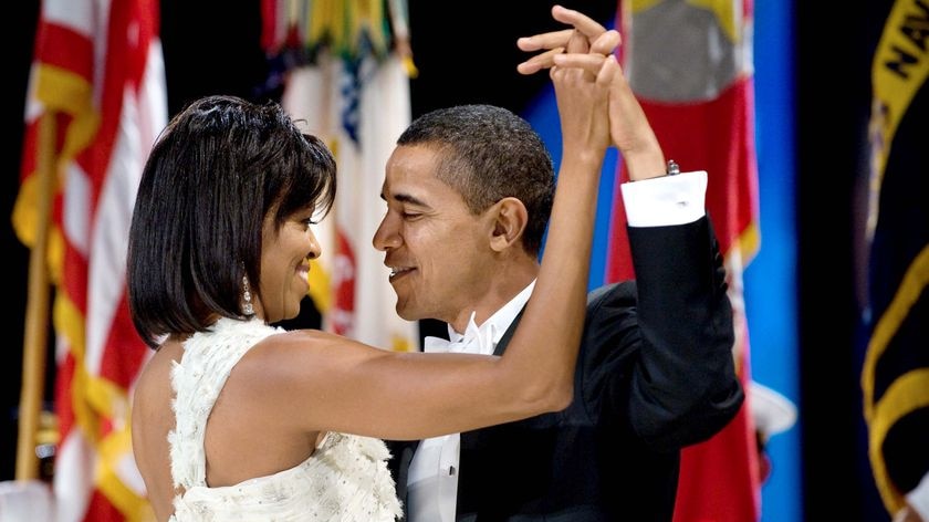 Glamorous couple: US President Barack Obama and his wife Michelle dance after Mr Obama's inauguration ceremony.