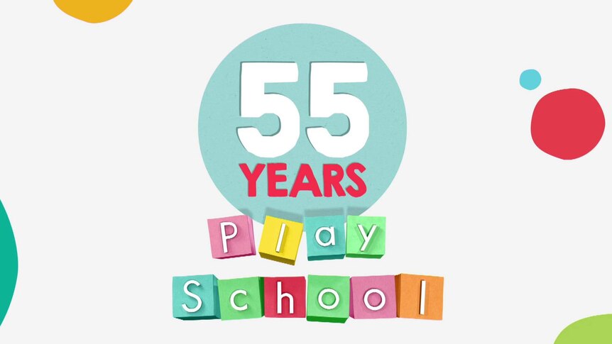 Play School text logo with the text "55 Years"