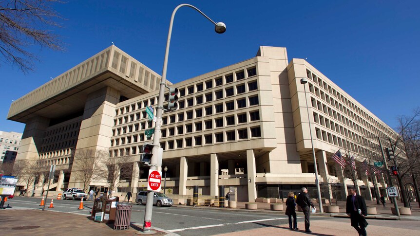 The FBI headquarters in Washington. It is a big brown building.