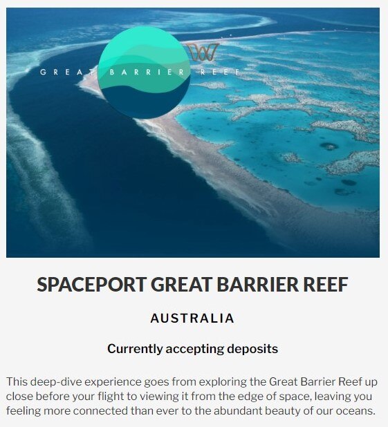 An advertisment for balloon flights over the Great Barrier Reef.