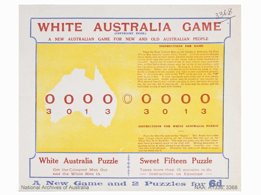 Poster outlines White Australia Game and its rules