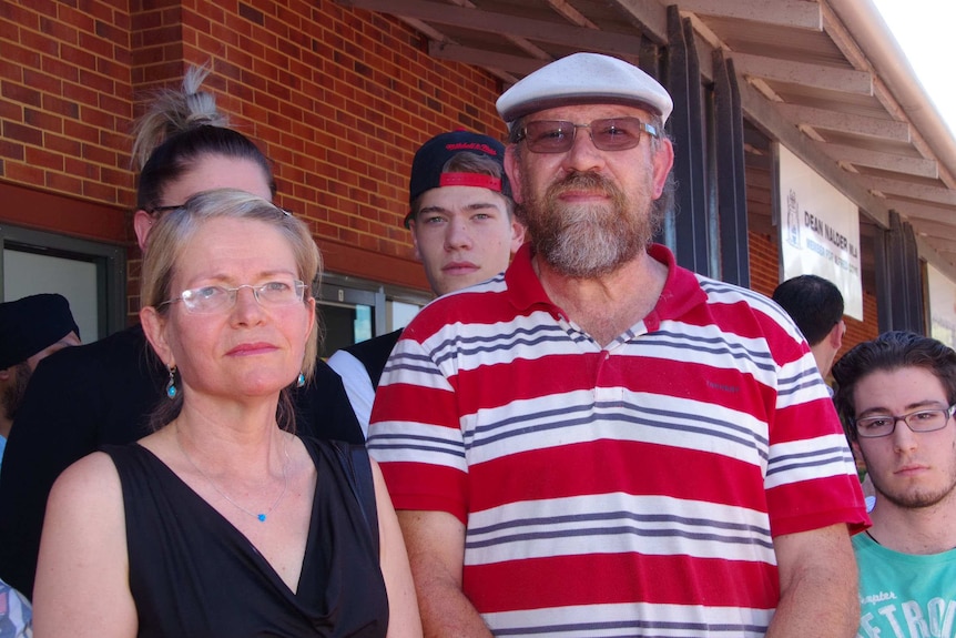 Taxi veteran Palyiontis Farsalas with a group of people outside Dean Nalder's office.