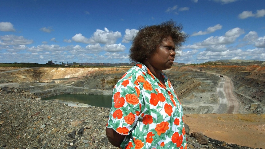 Traditional owner looks over a uranium mine 