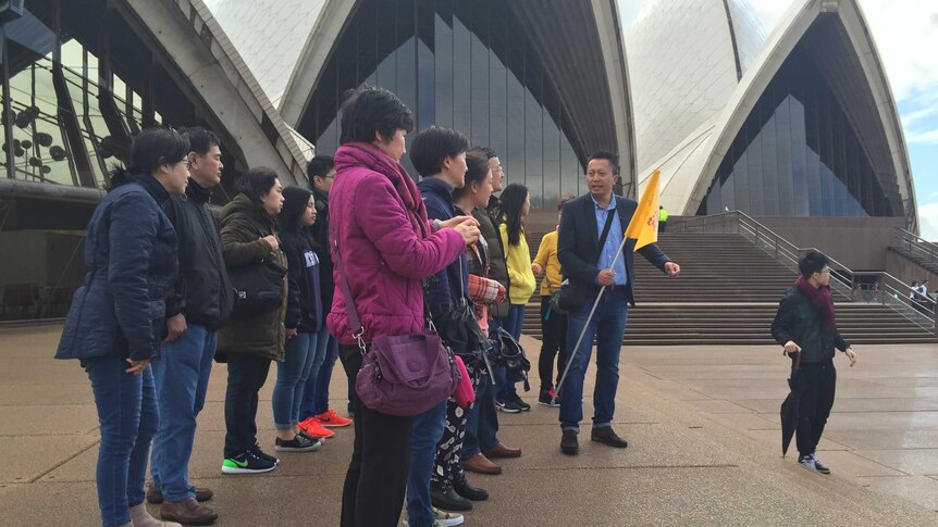 Chinese tourists by the Sydney Opera House