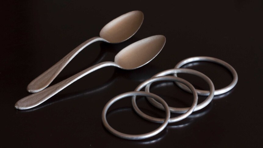 Scrap metal from bombs is turned into jewellery and spoons and sold to tourists.