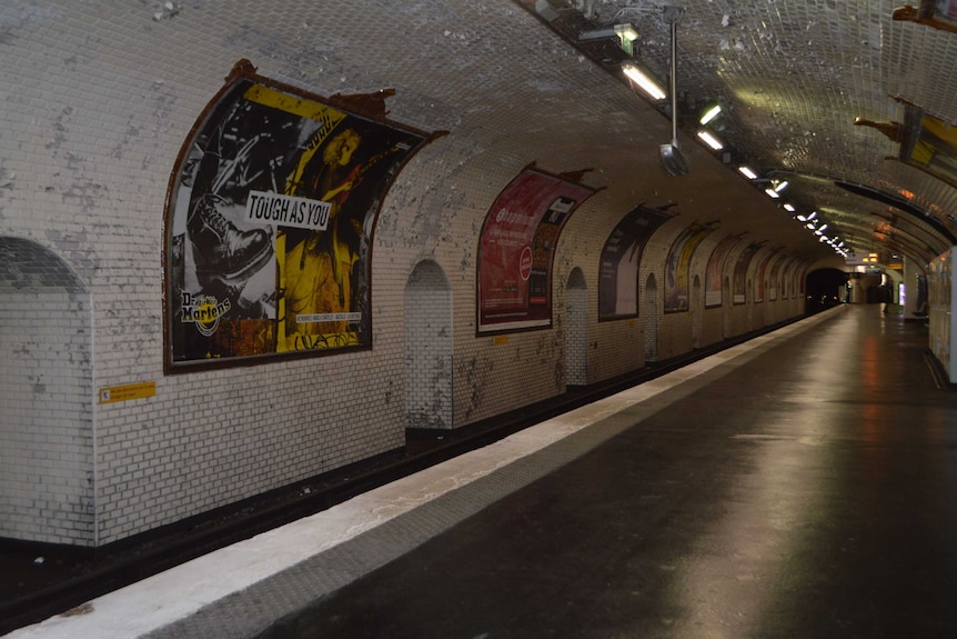 A deserted metro station.