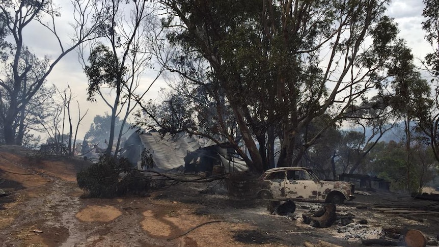 House destroyed by fire at Cudlee Creek, SA