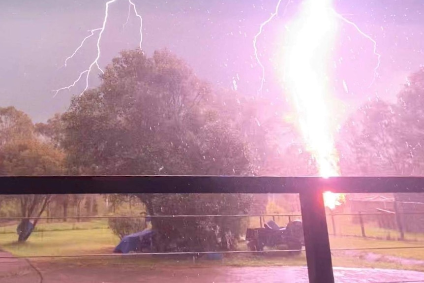 Lightning strike hits shed outside