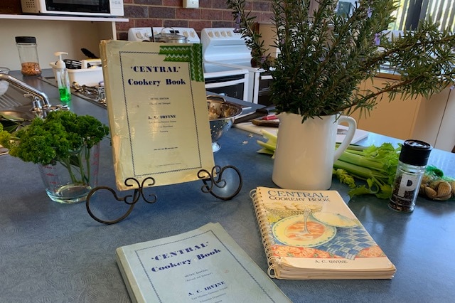 Cookbooks on a bench