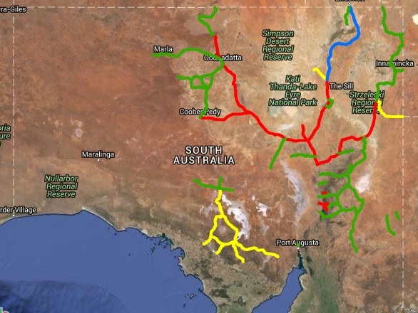 map of outback road closures SA