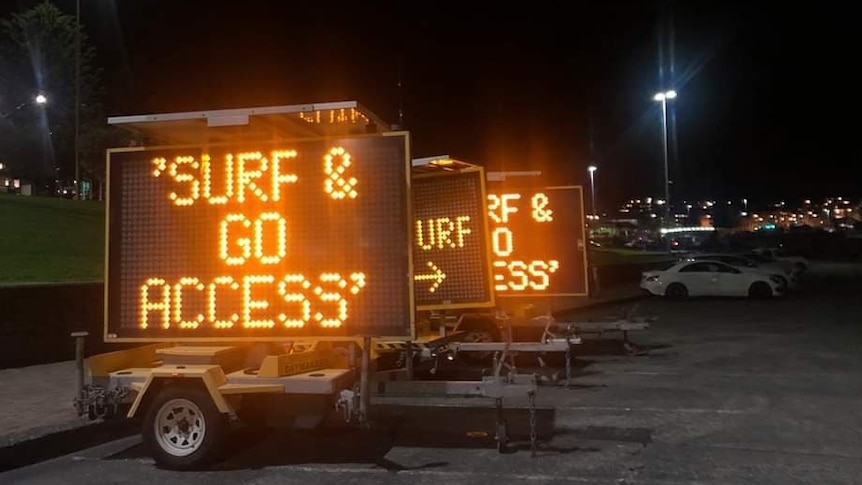 an electronic sign reading surf and go access