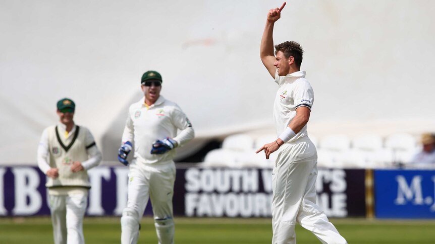 James Pattinson in action for Australia against Somerset
