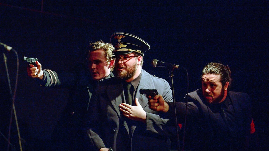 Adam Droppert, Brett Peart and Ryan Hunt as the show’s Nazi villains.