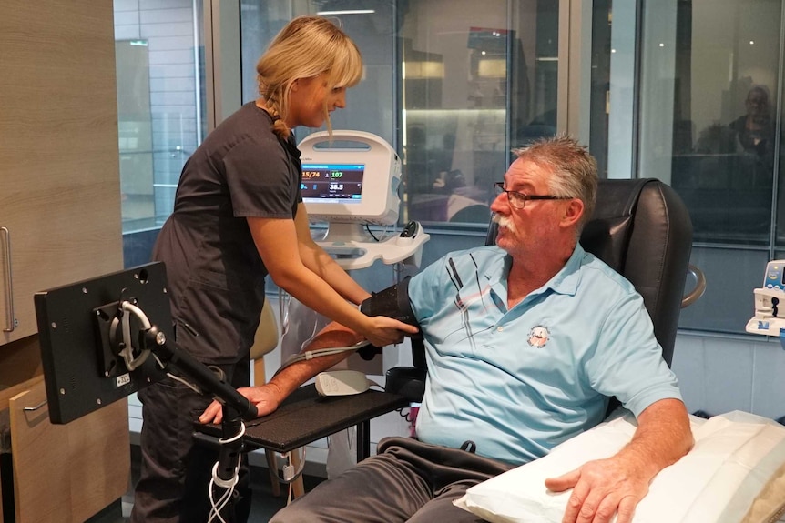 A patient receiving chemotherapy at Chris O'Brien Lifehouse