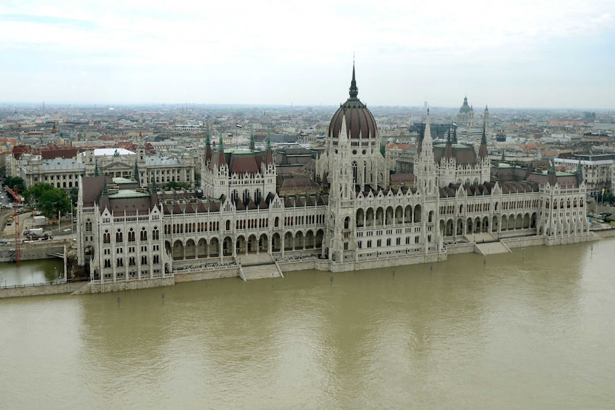 Hungarian parliament surrounded by Hungarian parliament