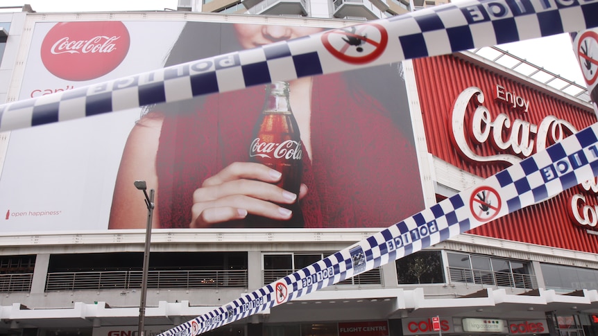 Police tape at the scene of the police shooting of two Indigenous teenagers at Kings Cross.