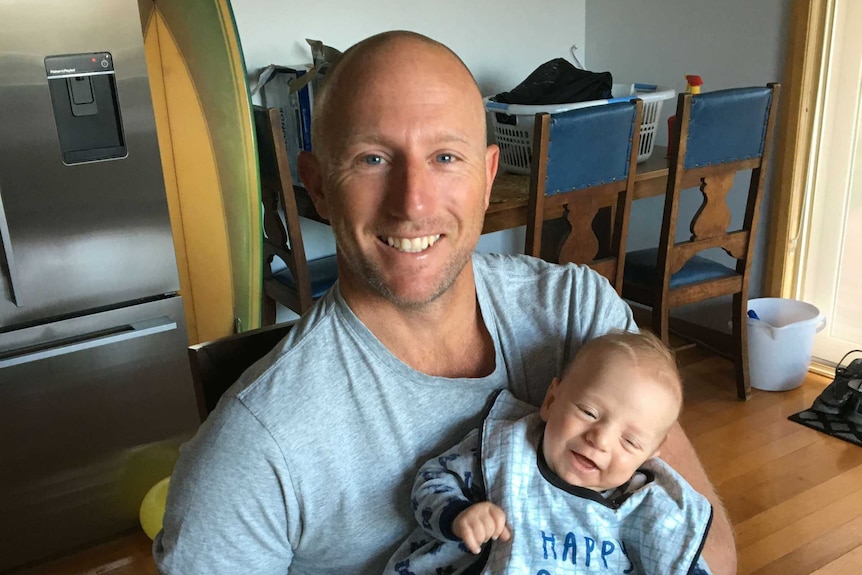 Zeb Critchlow with his baby son Fin