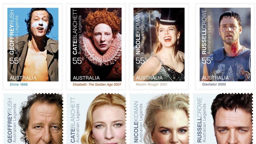 Stamp of success: Geoffrey Rush, Cate Blanchett, Nicole Kidman and Russell Crowe.