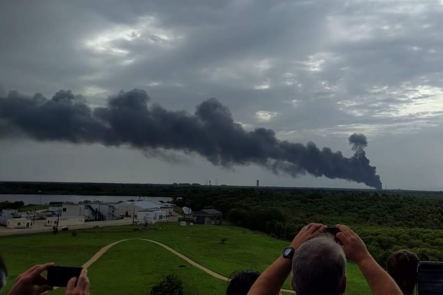 Smoke rises from the Cape Canaveral Air Force Station.