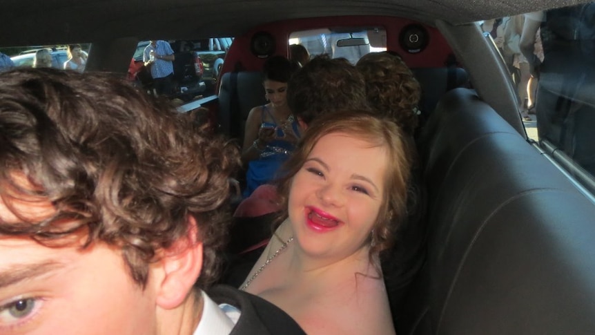 All smiles in the limo