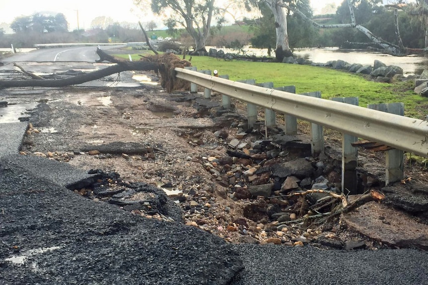 Road damaged at Launceston