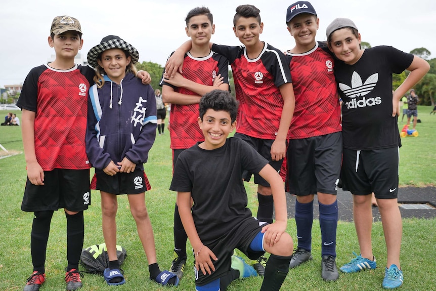 A group of children in sporting gear