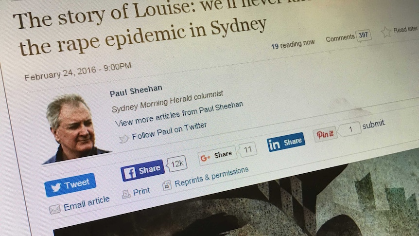 A screenshot of Paul Sheehan's article on the Sydney Morning Herald website