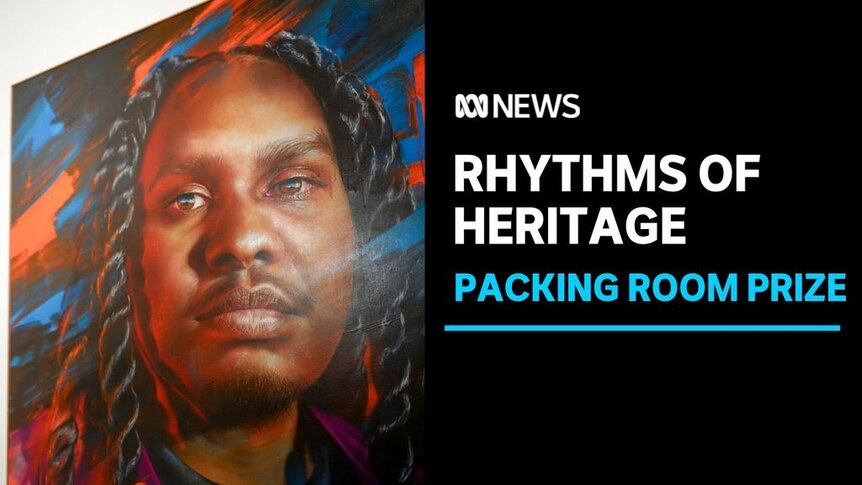 Rhythms of Heritage, Packing Room Prize: A painting of a young man with braids and a colourful background.