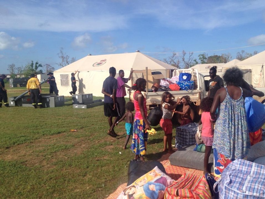 Elcho Island's 'tent city' taken down as Cyclone Nathan nears