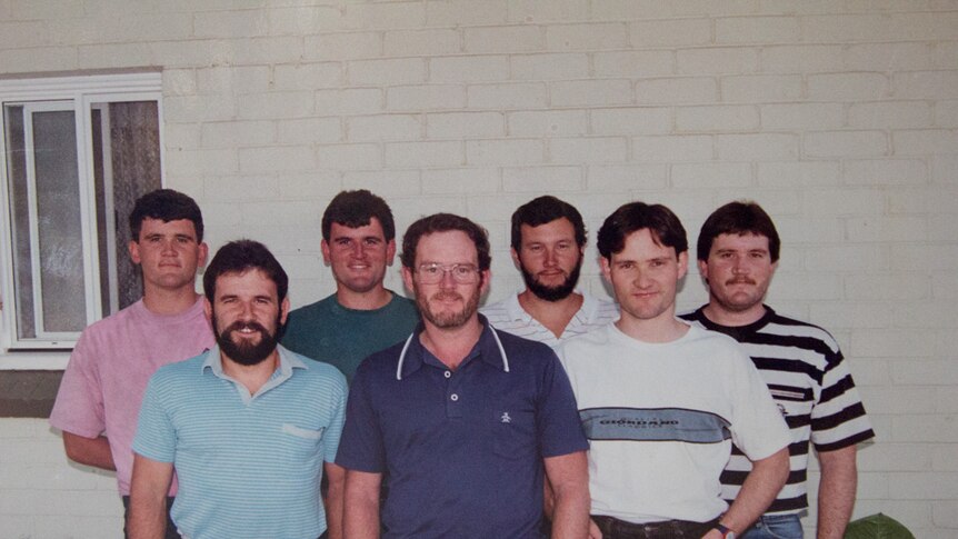 The Cooper brothers, from left, Justin, Graeme, Jason, Ashleigh, Nigel, Milton and Quentin.