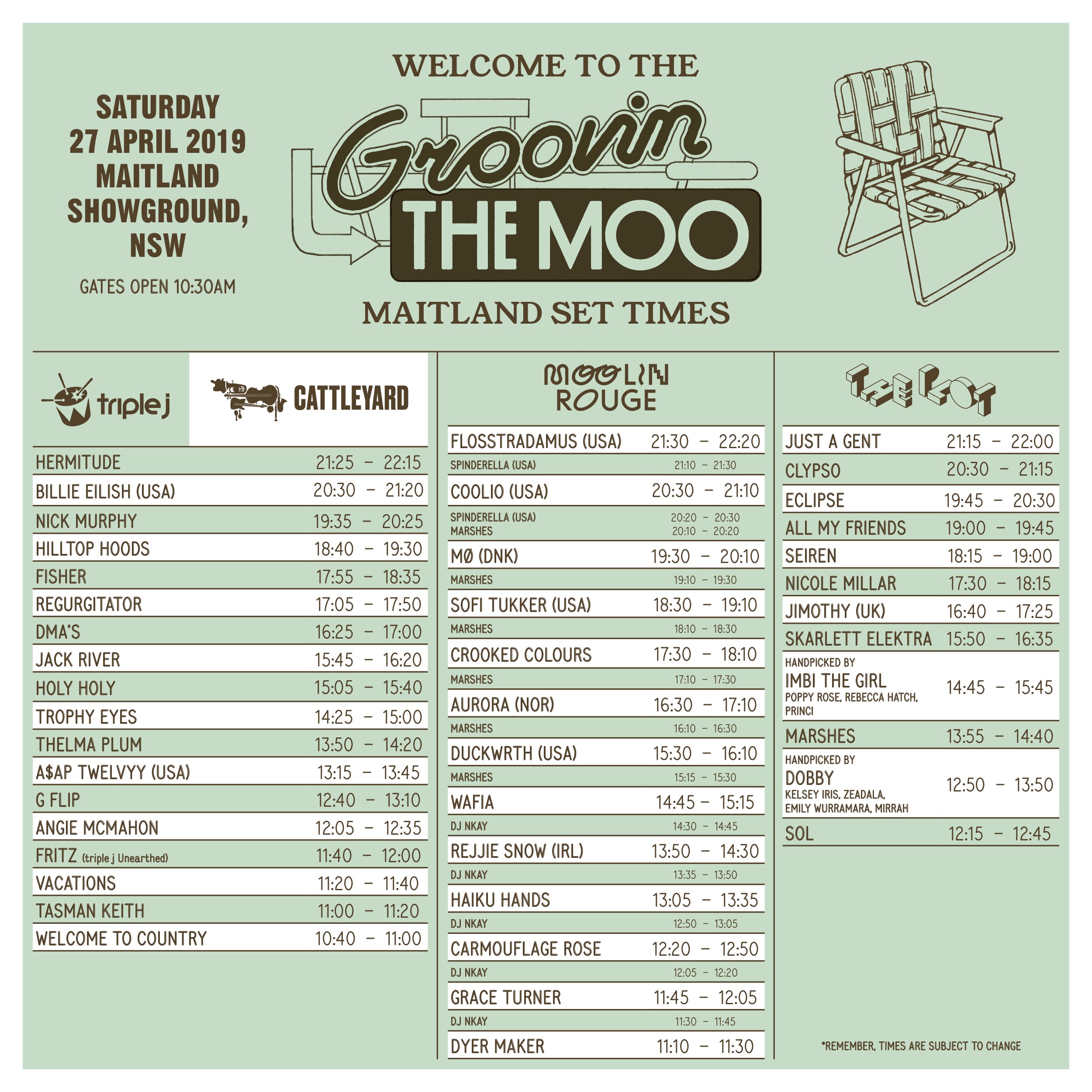 The Groovin The Moo 2019 set times have arrived! triple j
