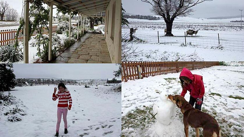 Images of snowfalls in Goulburn.