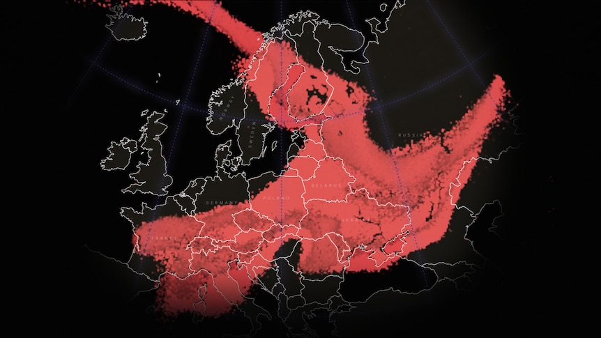 Radioactive particle spreading across Europe after the Chernobyl disaster