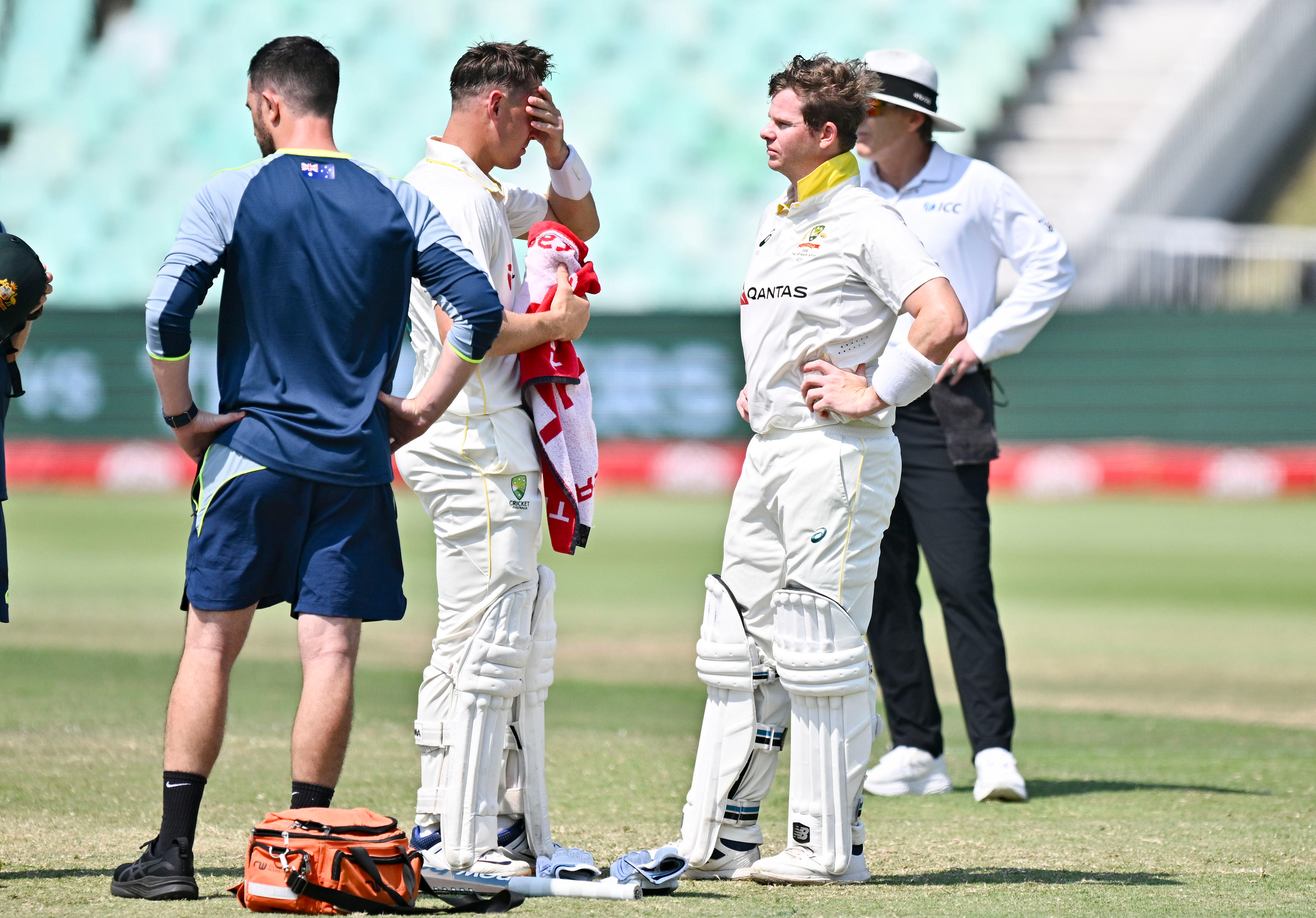 Smith monitored for concussion after hit to helmet while batting
