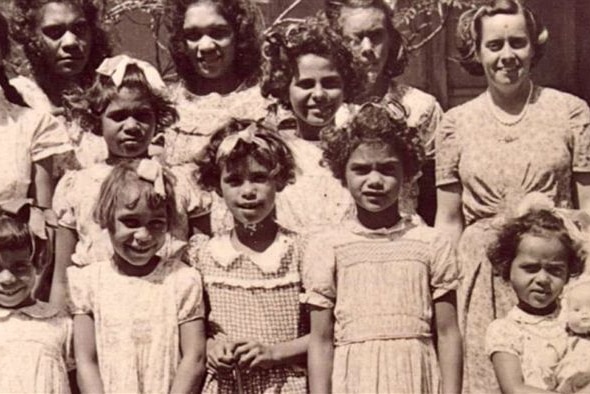 Margaret Somerville and children from Croker Island