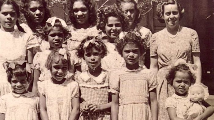 Margaret Somerville and children from Croker Island