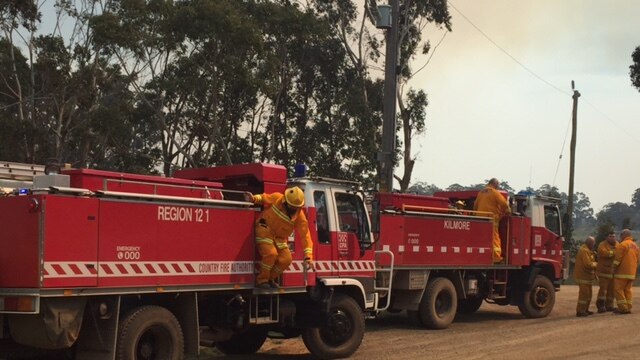 Firefighters near Benloch, where a blaze is burning out of control.