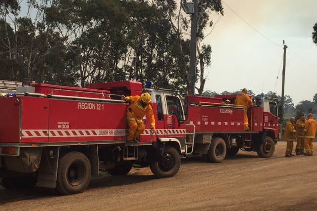 Firefighters near Benloch, where a blaze is burning out of control.