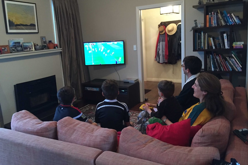 Kensington family watches rugby