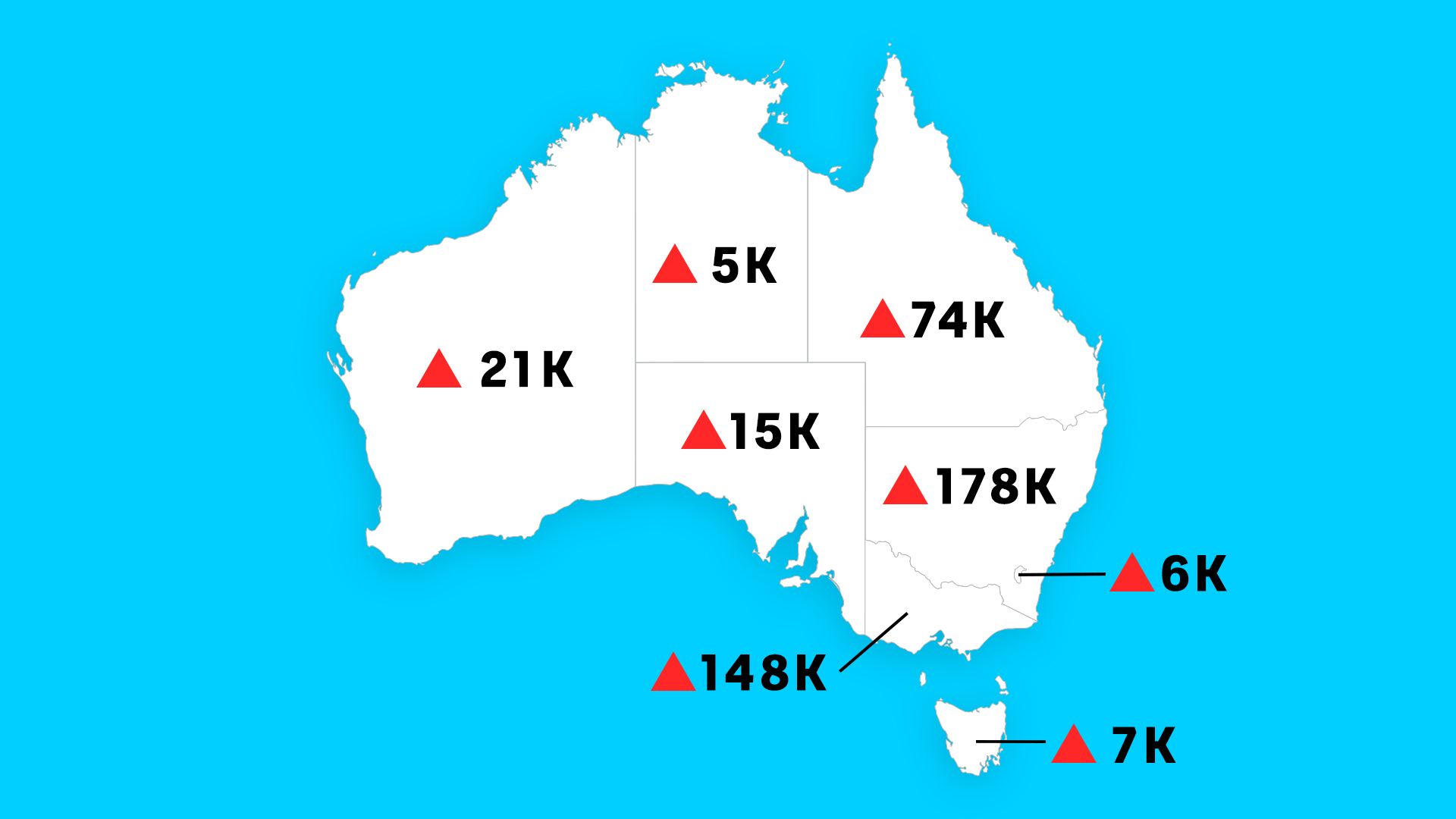 A map of Australia with figures on it.