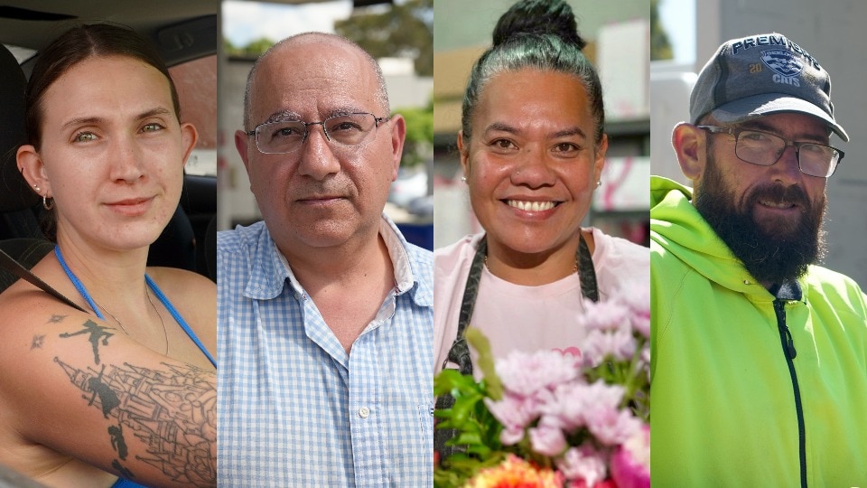 A composite image of two men and two women.
