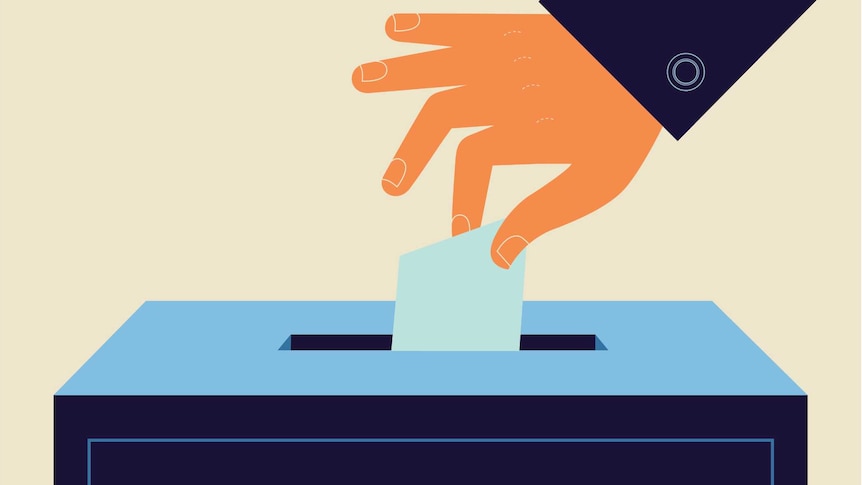 A cartoon hand voting.