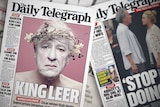 front page of daily telegraph with photo of rush