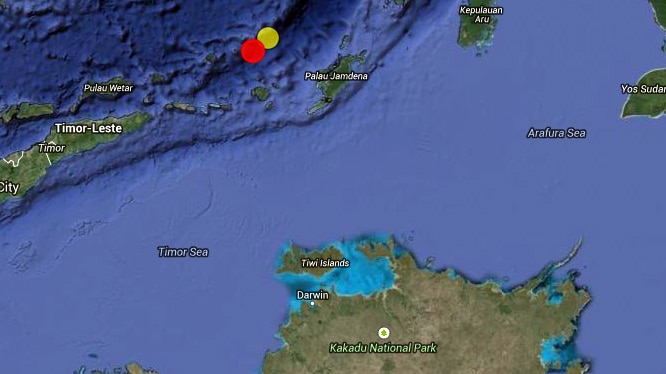 Earthquake in Banda Sea (red circle)