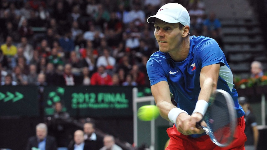 All square ... Tomas Berdych used some fanatical home support to surge past Nicolas Almagro
