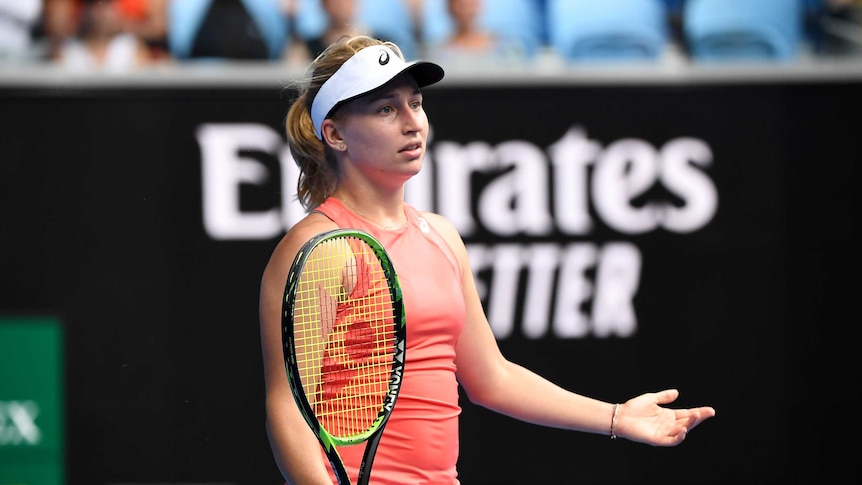 Daria Gavrilova looks disappointed during a defeat at the Australian Open